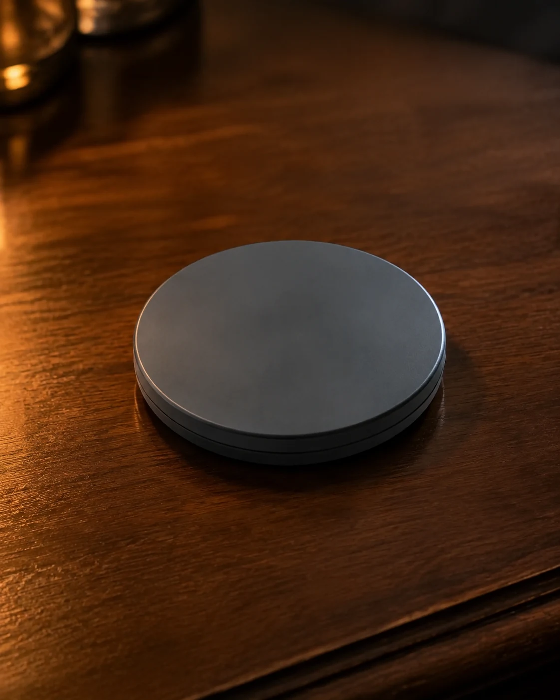 After Hours Diary smoky-black pressed-powder compact in KINETIK brand work