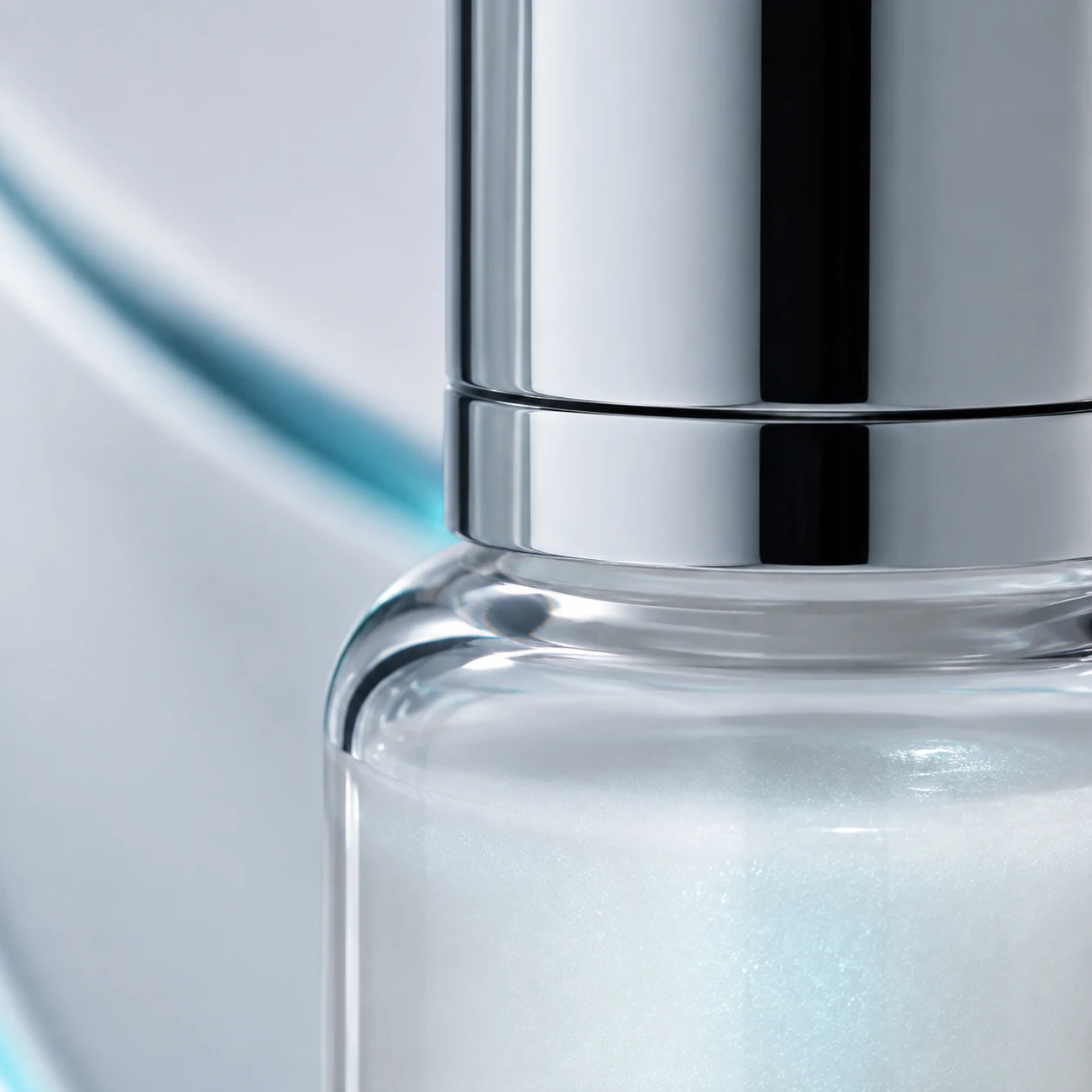 Fictional Liquid Chrome serum, detail composition