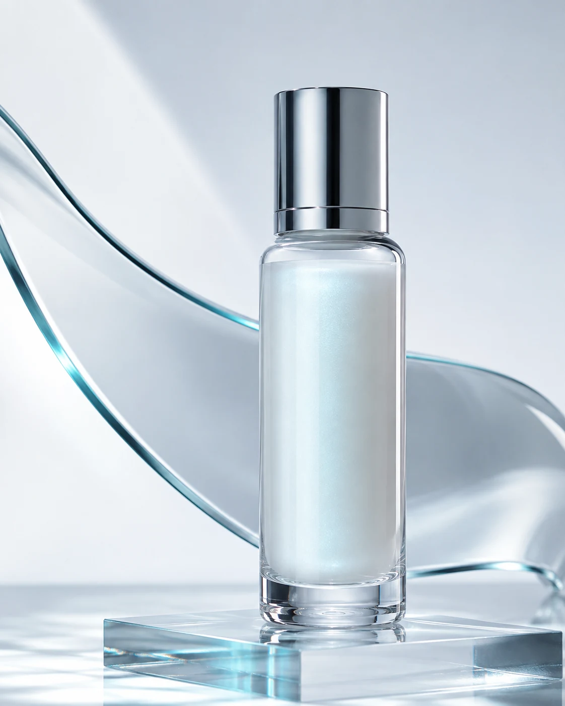 Fictional Liquid Chrome serum, hero composition